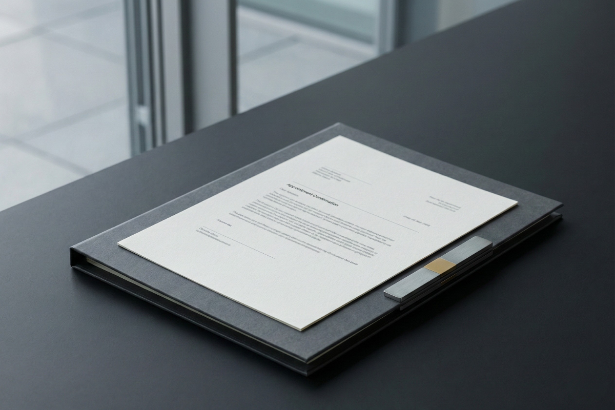 Подтверждение записи в консульское учреждение в строгом формате.