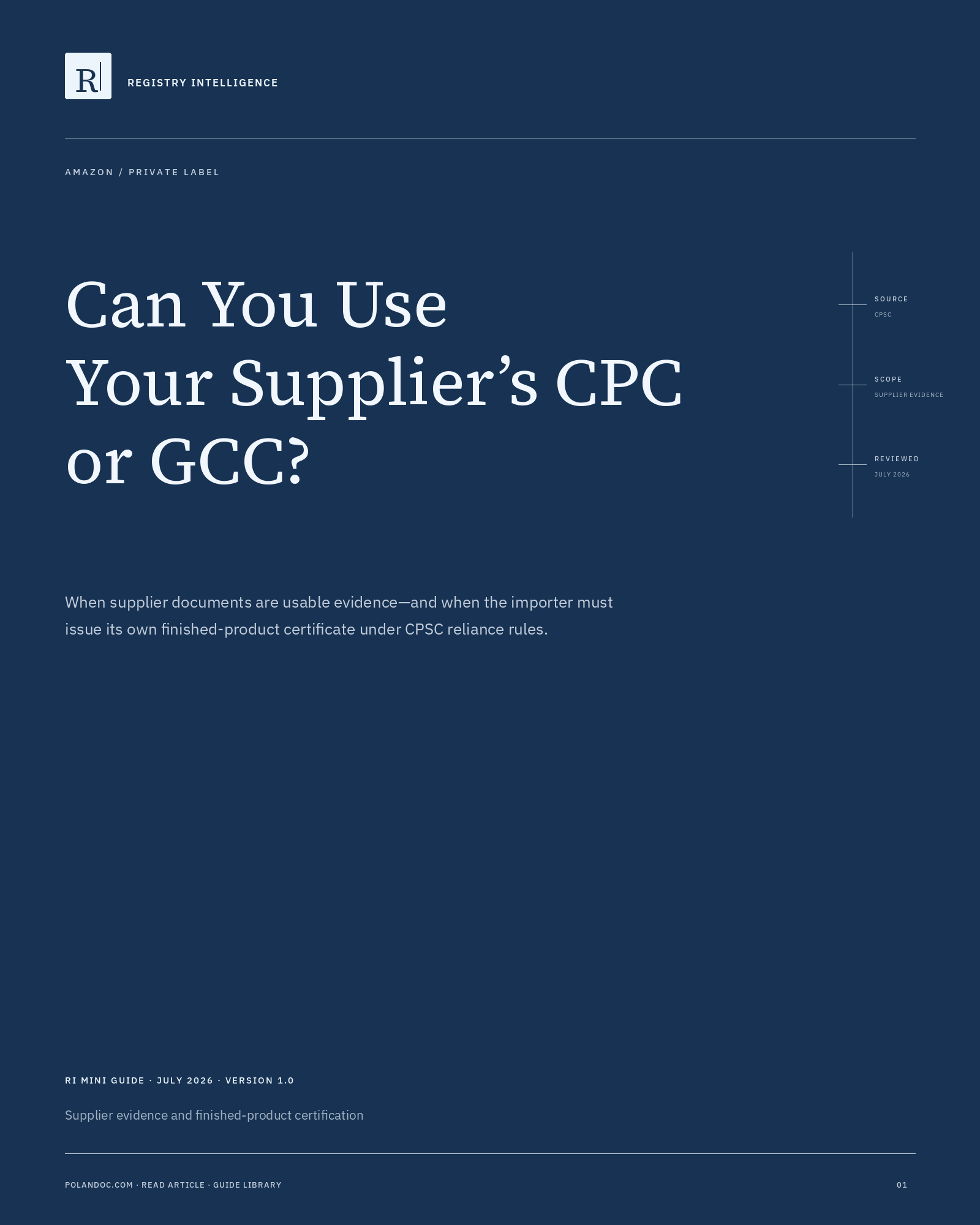 Cover of the supplier CPC and GCC mini-guide for Amazon private-label sellers