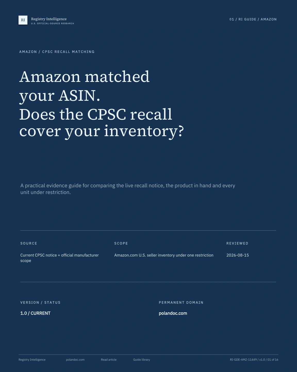 Amazon Matched Your ASIN to a CPSC Recall—Does It Cover Your Inventory? visual guide cover
