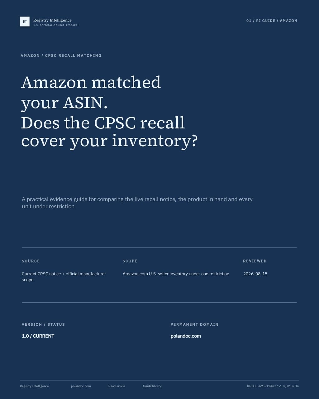 Cover of Amazon Matched Your ASIN to a CPSC Recall—Does It Cover Your Inventory?