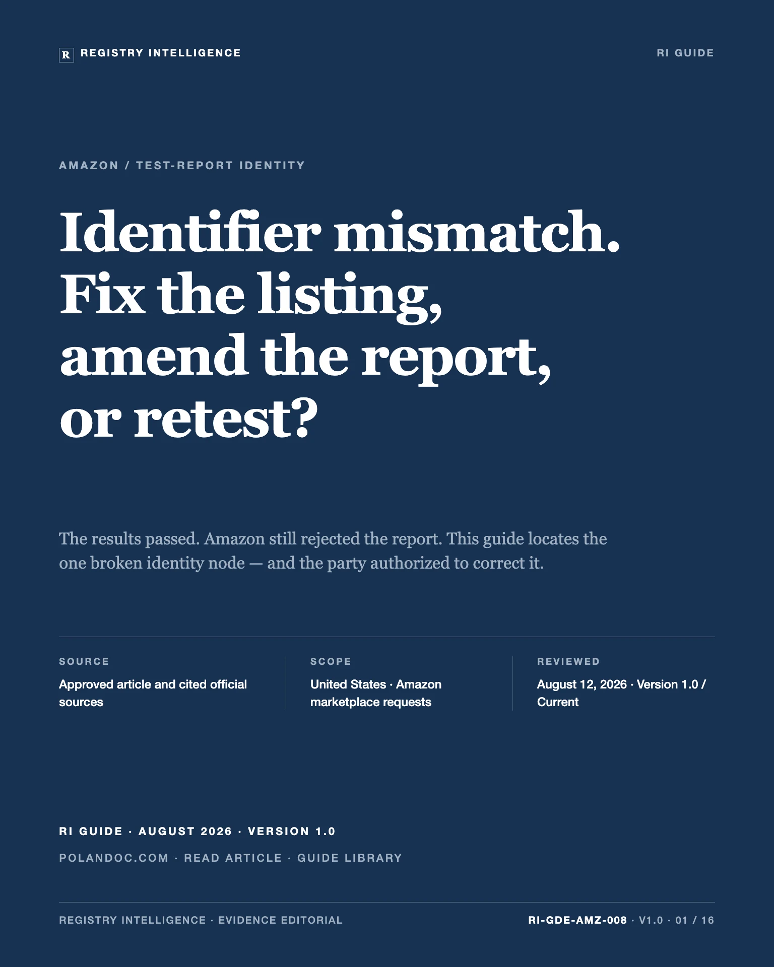 Amazon Product Identifier Mismatch Test Report: Fix, Amend, or Retest? visual guide cover